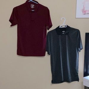 2 pollo maroon & black stripped gray collared dress T-shirts. SM (36/37)